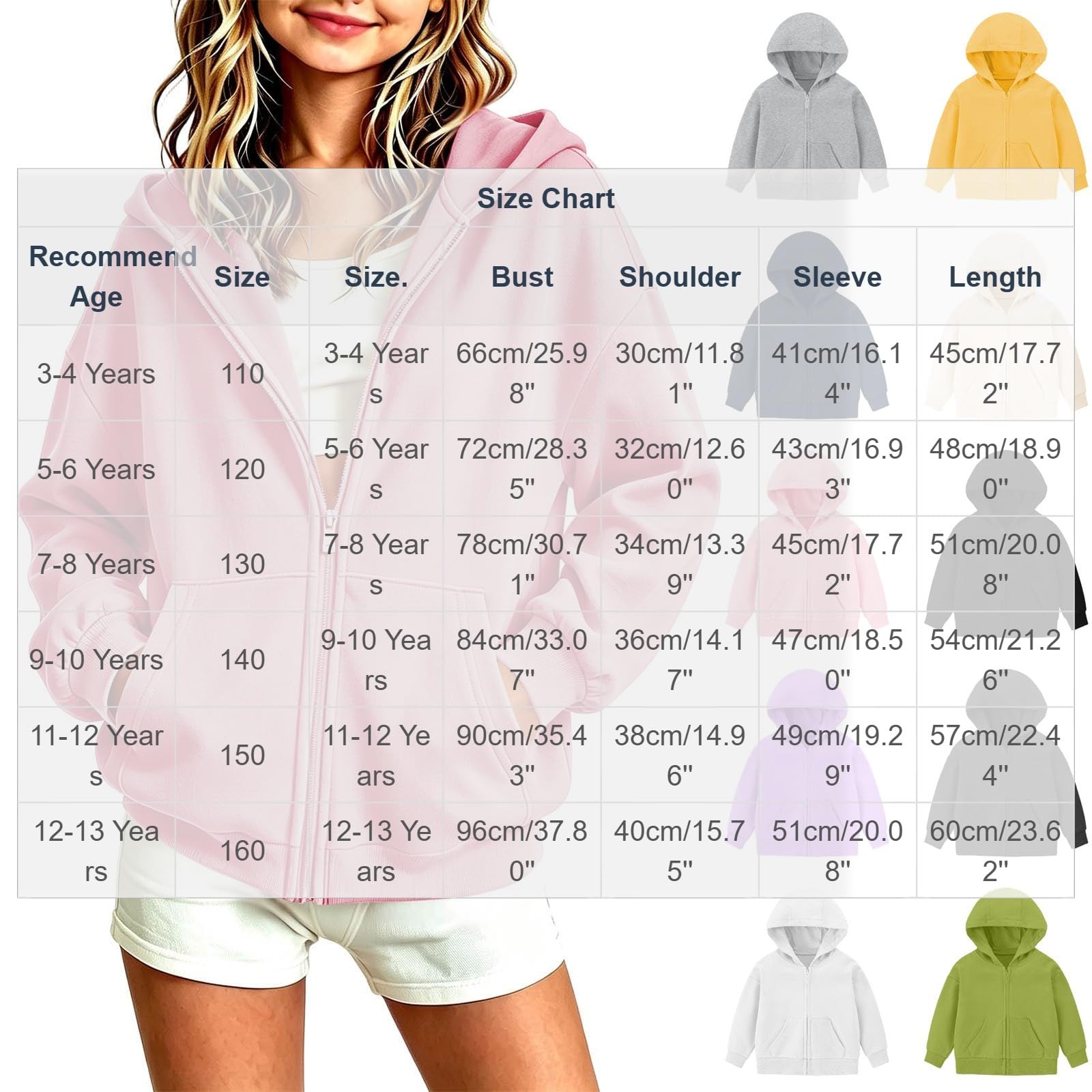 Felpa Bambini Con Cappuccio Maniche Lunghe Pullover Ragazza Invernale Calda