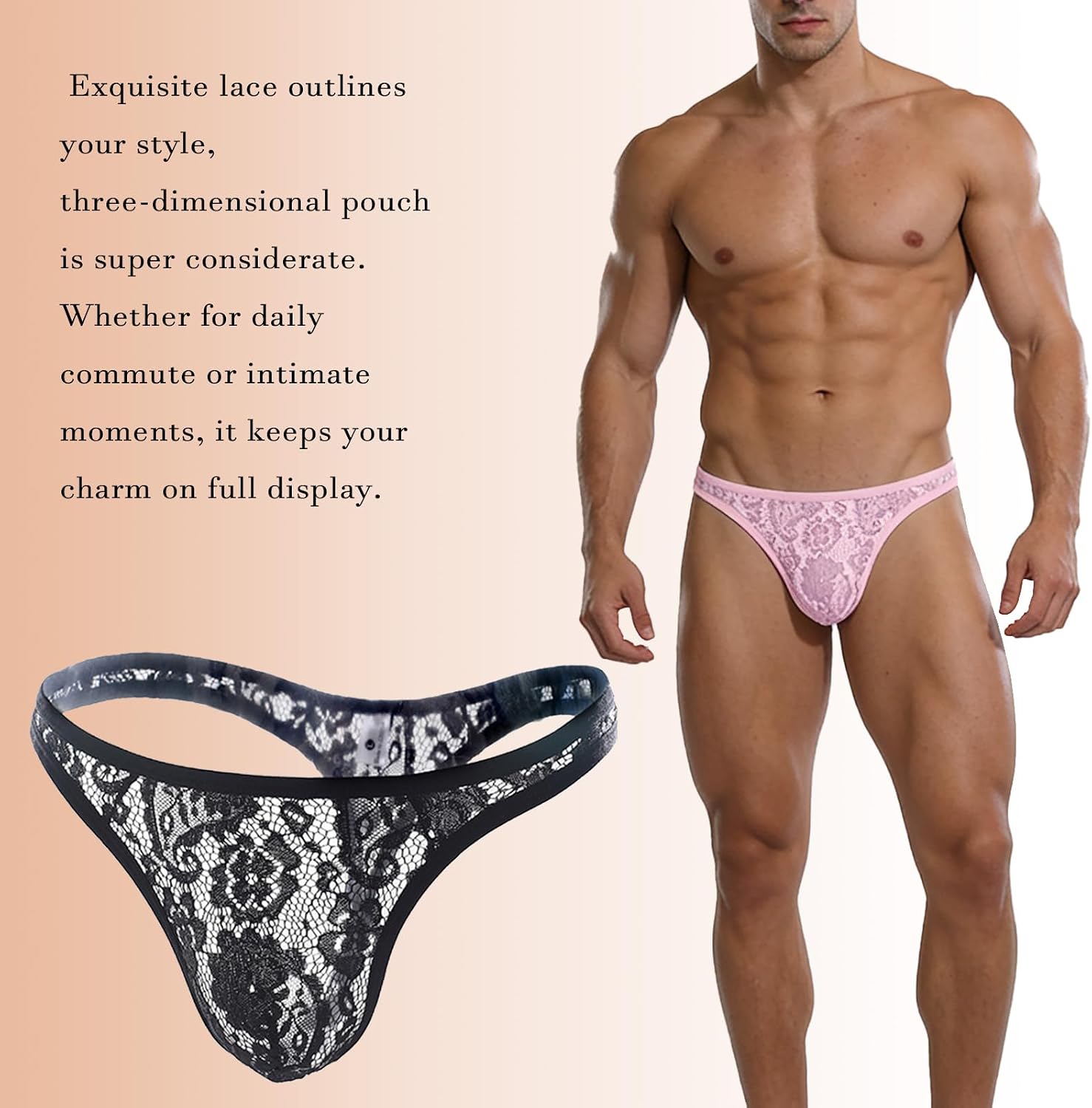Men's Sissy Panties Feminine Underwear Femboy Panty See-Through Floral Underwear Thong for Cross-dressers
