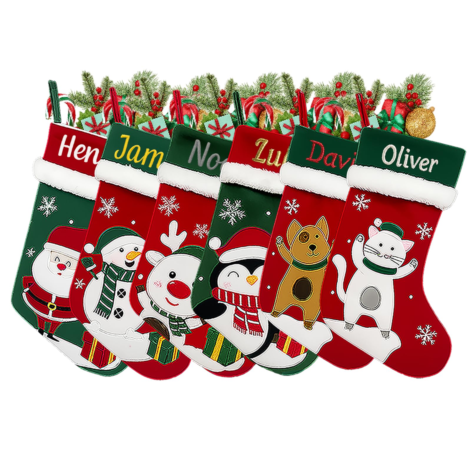 CHARMMYFASHION Personalised Christmas Stocking Embroidered Name -Large 18.5inch,3D Design for Snowman,Santa,Reindeer,Custom Christmas Stocking Dog, Fireplace Xmas Decorations โ image 1