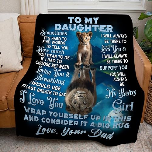 Miniatura 3 de Namashops Manta de forro polar con texto en inglés To My Daughter from Dad, Tiger Fleece Blanket for Daughter para hija, manta de regalo para hija