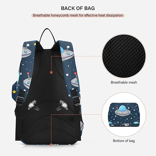 Miniatura 4 de Bolsa deportiva de tenis para mujer, impermeable, dibujos animados, lindo azul-gris, nave espacial, 3 raquetas de bádminton para mujeres y hombres,