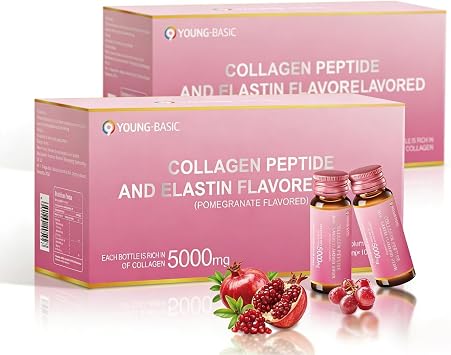Anti-Aging 10,000mg Korean-Beauty Pomegranate Marine Collagen Drink, Liquid Collagen for women, French Hydrolyzed Collagen, Skipjack Elastin Peptide, Supports Skin, Less Wrinkles, 0 Additives 2 Pack