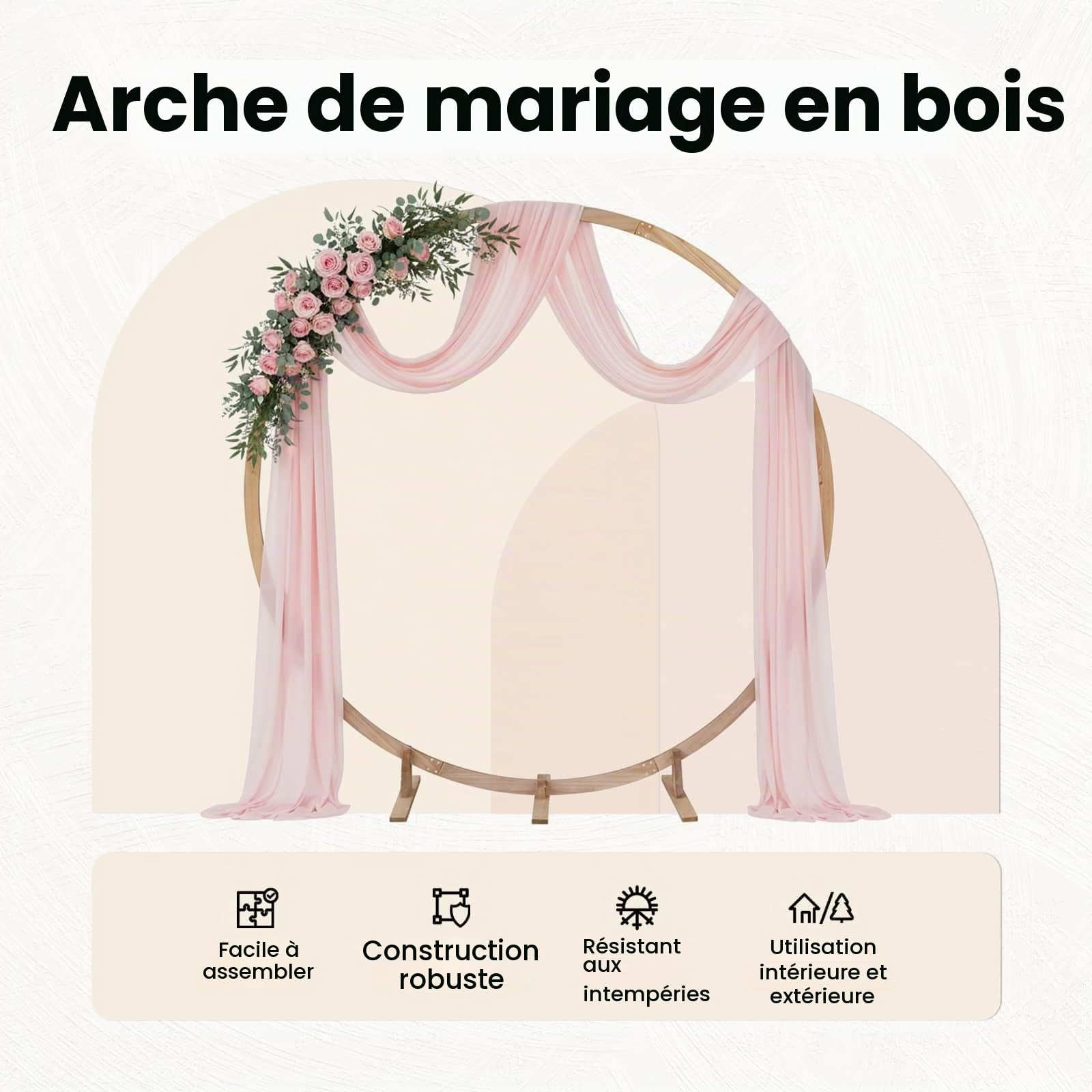 vidaXL Arche de Mariage Marron Clair 224 x 80 x 220 cm