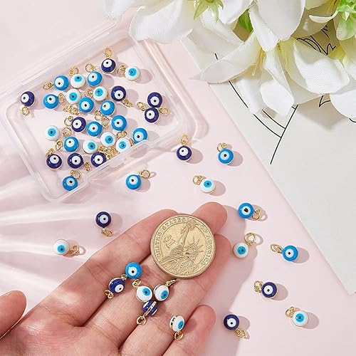 Miniatura 3 de Beebeecraft 45 dijes de mal de ojo de 3 colores esmaltados azul chapado en oro de 18 quilates, dije turco contra el mal de ojo para hacer joyas,