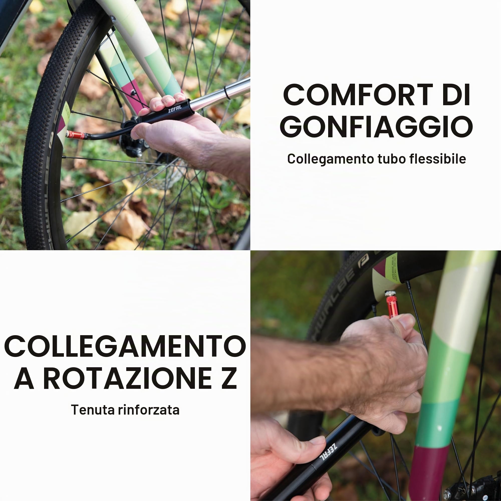 ZEFAL Gravel Mini, Pompa a Mano Ciclismo, Nero, 180 mm