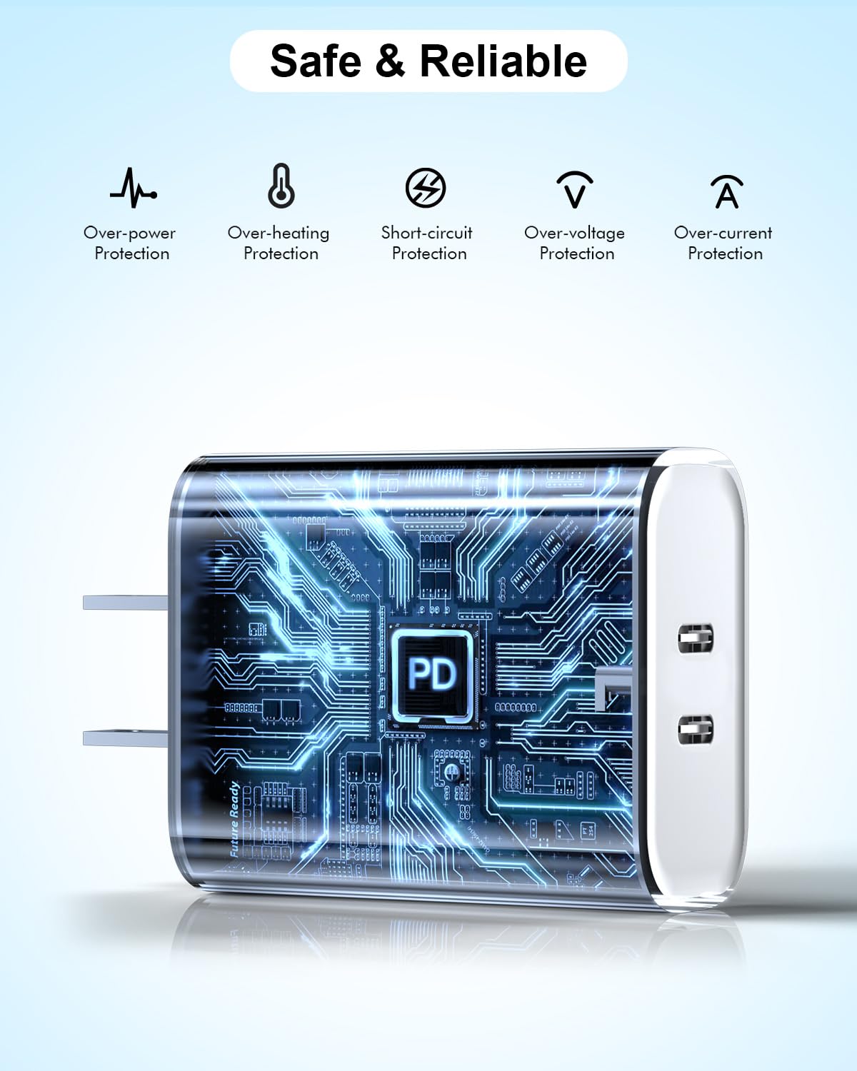 Cargador USB C, Paquete De 2 Cargadores Rápidos Tipo C, Doble Puerto De 25 W PD Rápido USB C Cargador De Pared Para IPhone Compatible Con IPhone 16/16 Pro/15/14/13/12/11/SE/XS, Galaxy, Pixel