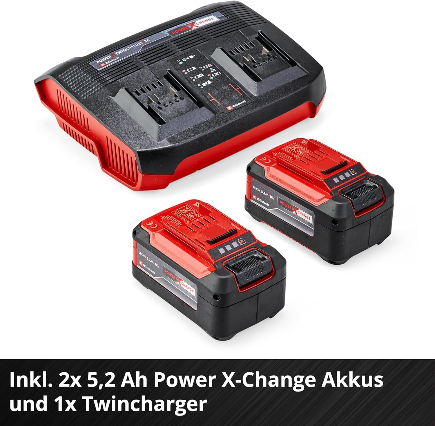 Einhell Akku-Rasenmäher RASARRO 36/42 Kit Power X-Change (36V, 42 cm Schnittbreite, bis 725 m², Brushless, 50L Fangkorb, Mulchfunktion, inkl. 2X 5,2Ah + 1x Twincharger)