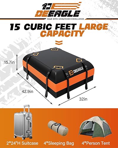 Miniatura 6 de DEEAGLE Portaequipajes para techo de 15 pies cúbicos  Bolsa de carga para techo de coche para vehículos sin portaequipajes  Impermeable suave