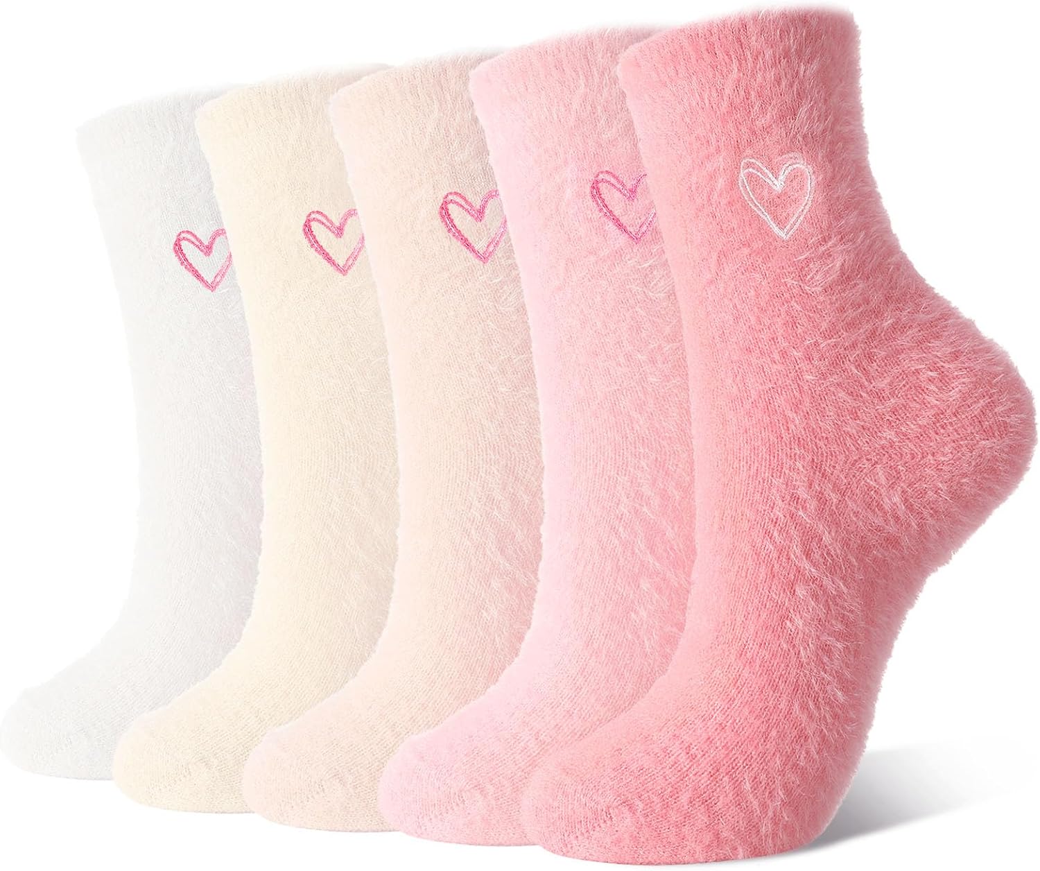 scenicamp 5 Pairs Fuzzy Socks for Women Soft Fluffy Home Sleeping Socks Winter Warm Cozy Slipper Sock