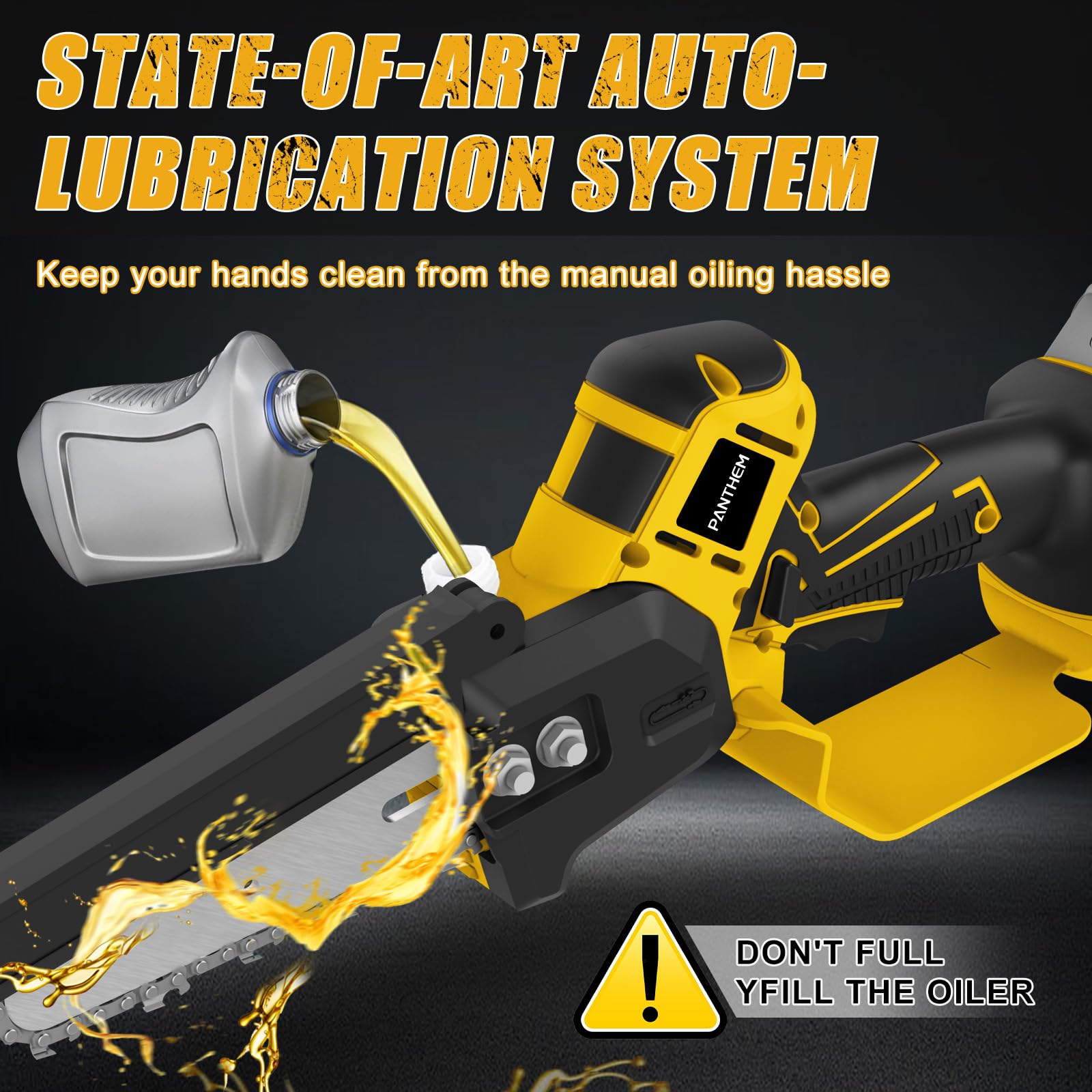 Mini Akku Kettensäge kompatibel mit Dewalt 18V 20V (Ohne akku), Bürstenlose 8 Zoll 6 Zoll Elektro Kettensäge, klein Kettensägen Kette Sicherheitsschloss astsäge Säge Handkettensäge