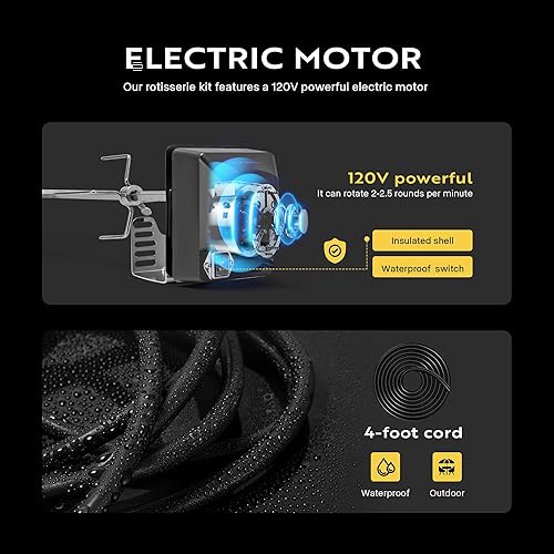 Miniatura 5 de VIVOHOME Kit de parrilla de asador de acero inoxidable 304 con motor de 120V 4W