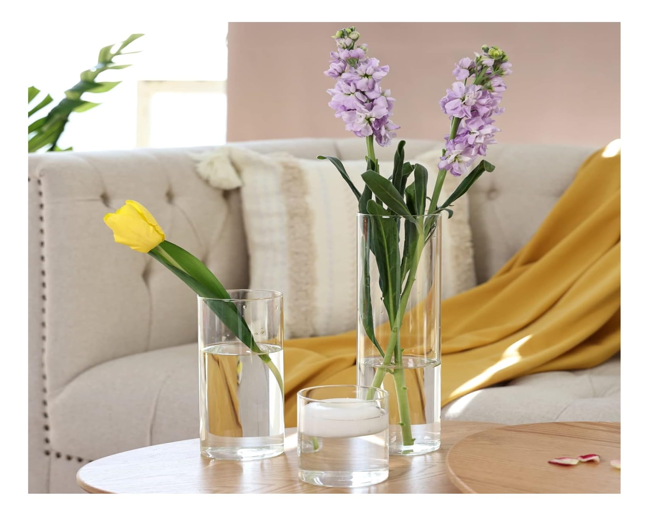 SPHINX Decorative Glass Vase for Flowers Plants Home Decor Office Living Table Decorations, Vases for Home Decor, Luster Glass Vase,Modern - (Clear-3 Pieces Set-4,6, & 9 Inch)