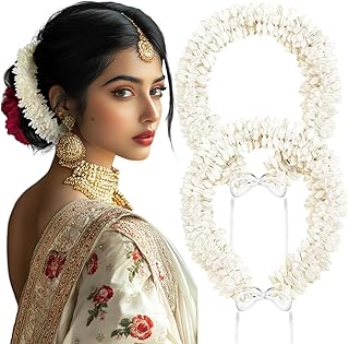 Dingion 2 Pack 10inch Indian Hair Accessories Long Artificial Mogra Gajr...