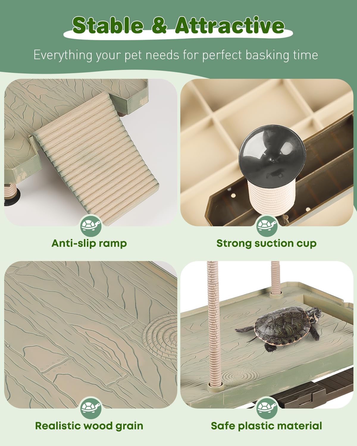 Pawfly Turtle Basking Dock with Ramp, Floating Reptile Platform for Aquatic Turtles in 30 Gallon Aquarium Tanks or Larger