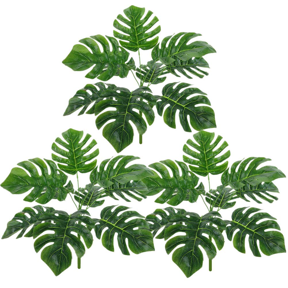 Toyvian 3PCS Artificial Monstera Leaves Tropical Palm Leaves Home Decor