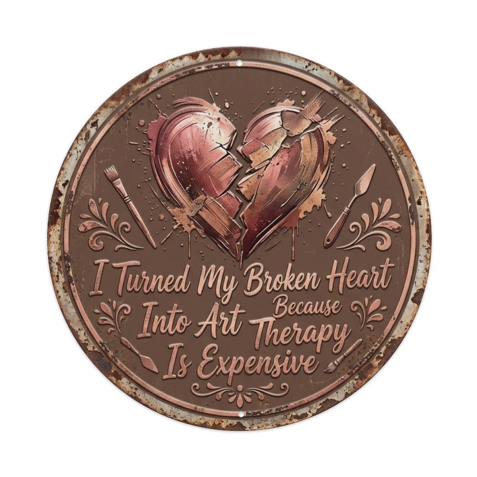Broken Heart Art Studio Vintage Metal Tin Sign Plaque Wall Decor for Cafe, Club Bar, Office, Garden Metal Poster 8x8Inch