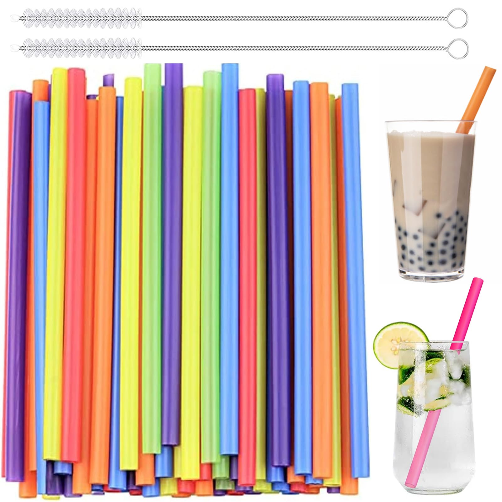 Pailles à Boire En Métal Pour Bubble Tea,en Acier Inoxydable 304,avec