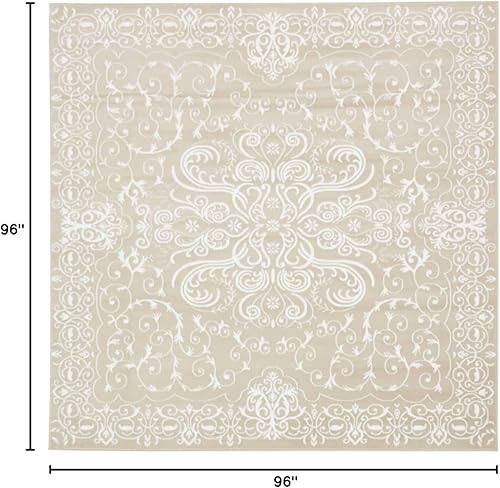 Miniatura 2 de Unique Loom Alfombra vintage tallada de 8 pies 0 pulgadas cuadrada (8 pies 0 pulgadas) Himalaya blanco nieve alfombra de área