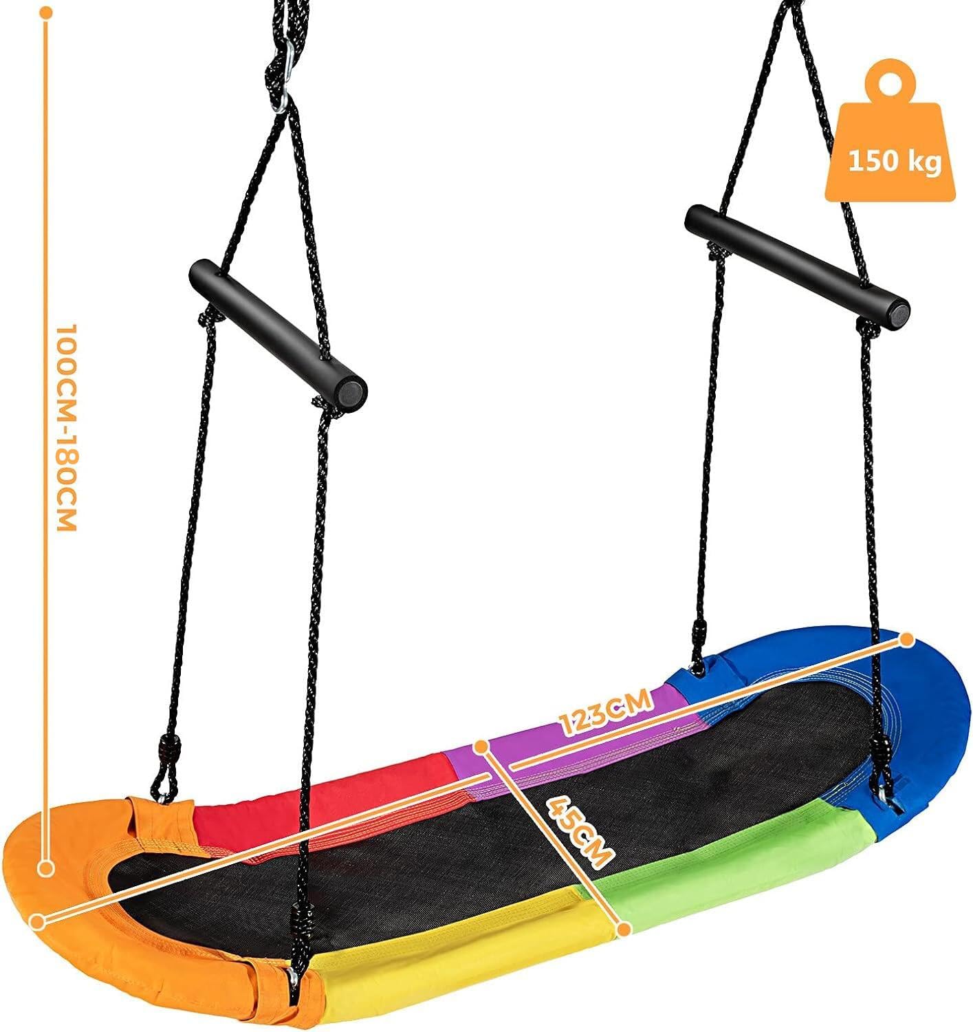 RELAX4LIFE Columpio Nido con Altura Regulable 100-160cm, Columpio Exterior con Reposabrazos y Marco de Acero para Niños y Adultos, Columpio Jardín con 4 Lazos, Carga 150kg (Multicolor)