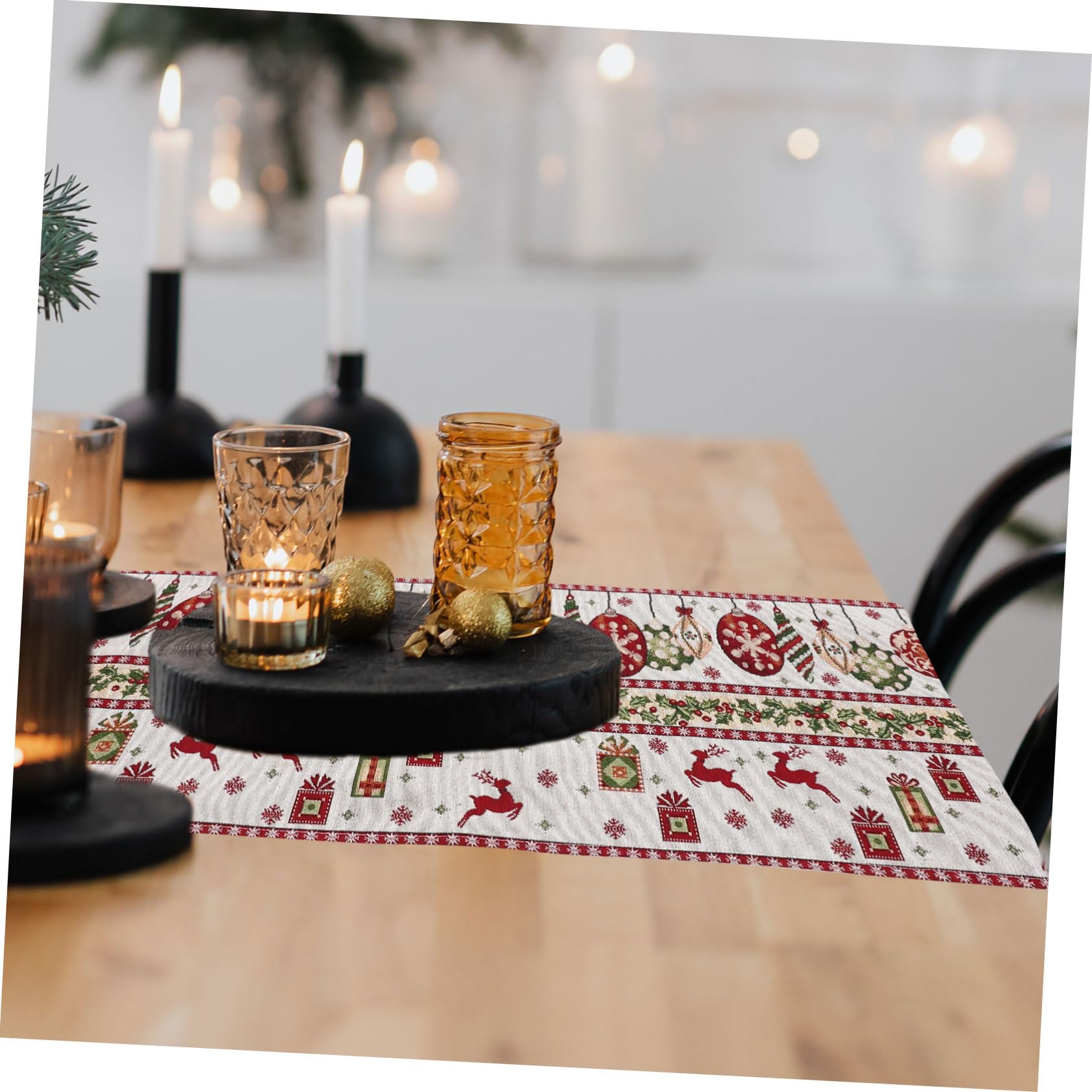 Cabilock 3 Pezzi Di Runner Da Tavolo A Forma Di Ornamenti Natalizi Decorazioni Per Feste Decorazioni Natalizie Tovaglie Di Peluche Tovagliette Ovali Biancheria Da Tavola