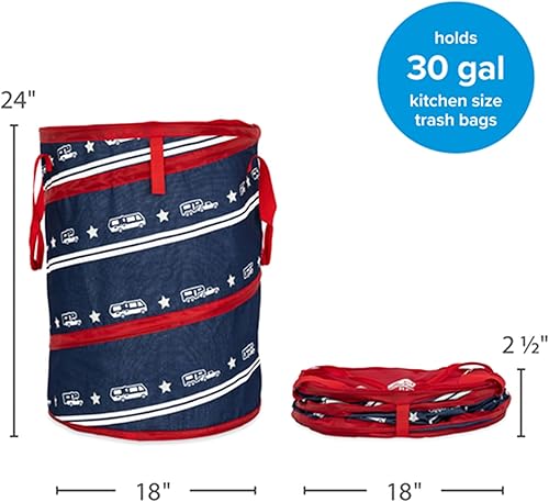 Miniatura 6 de Camco Canasto desplegable para campamento con forro y tapa con cierre de cremallera para almacenamiento en RV, cestas de lavandería y organización