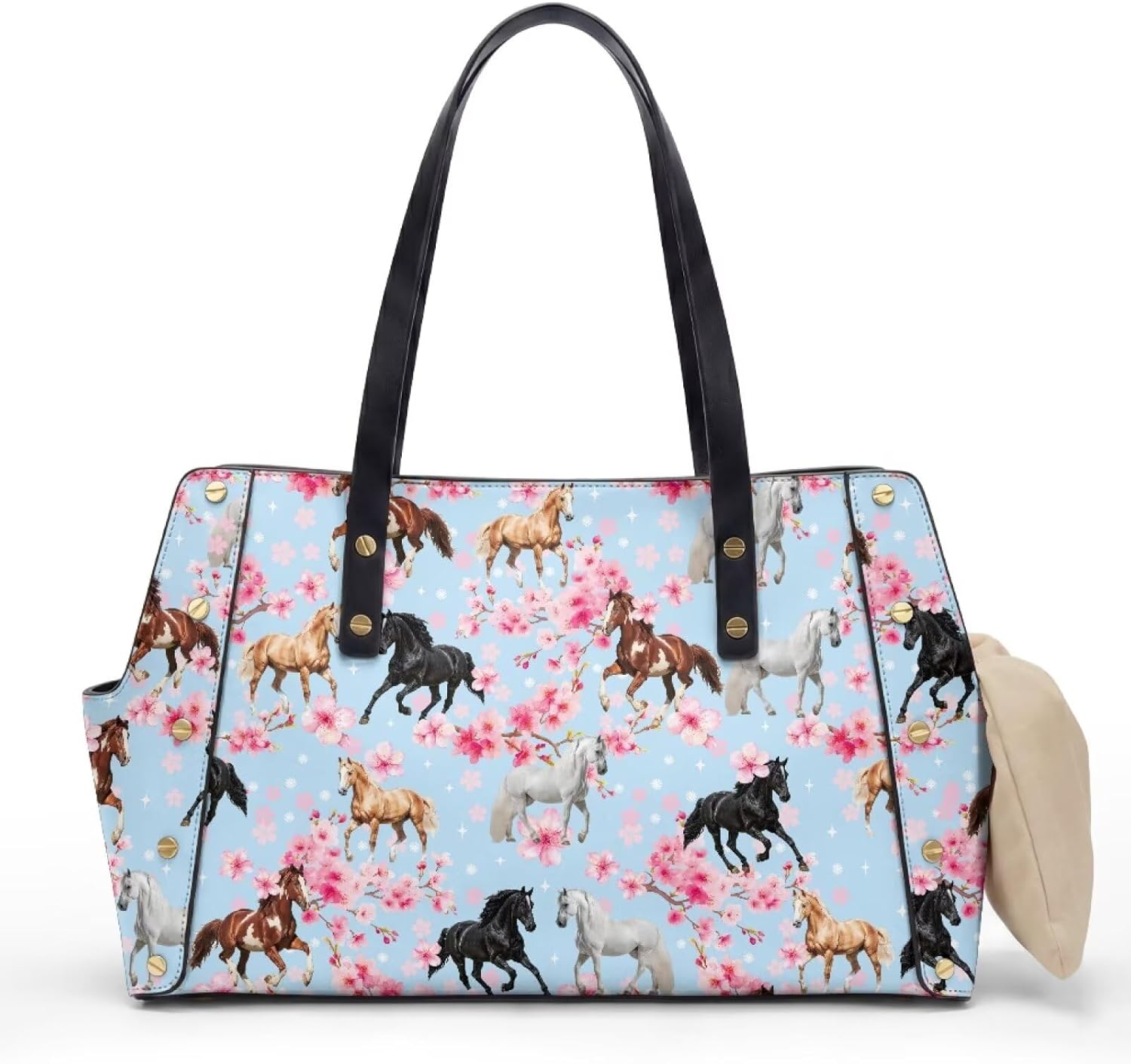 Floral Horse Dog Purse Carrier for Small Dogs and Puppies PU Leather Dog Purse, Lightweight Cats Shoulder Bag Waterproof Stylish Pet Carrier for Women,Travel,Walking,Shopping