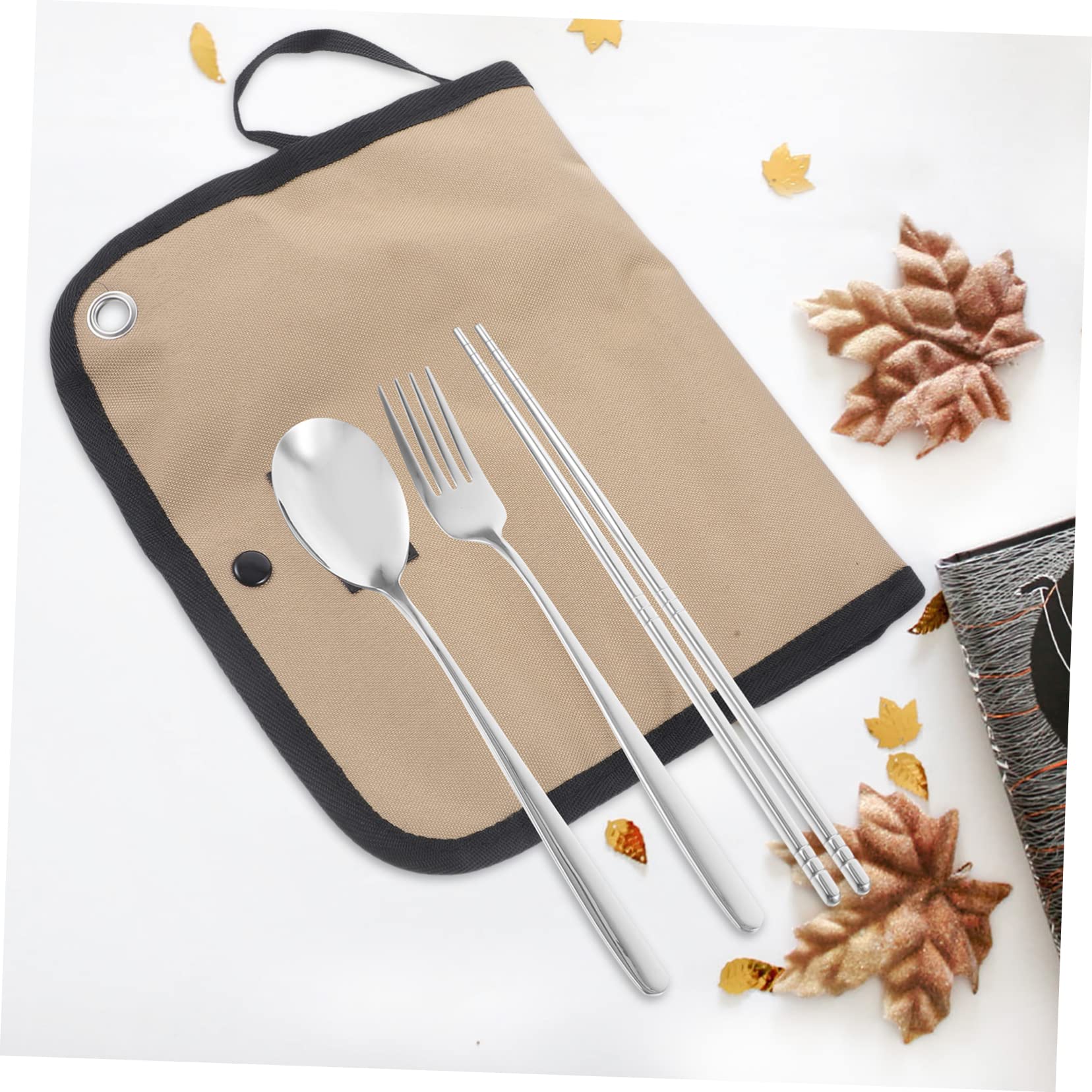 Leichtes Campingbesteckset mit Nylon Tasche aus Edelstahl Einfach zu Reinigen für Sommerstimmung Beim Outdoor Camping und Picknick