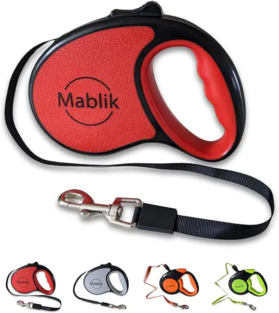 Correa Extensible Perro Mablik 5m Roja - Control y Libertad para Mascotas hasta 15kg