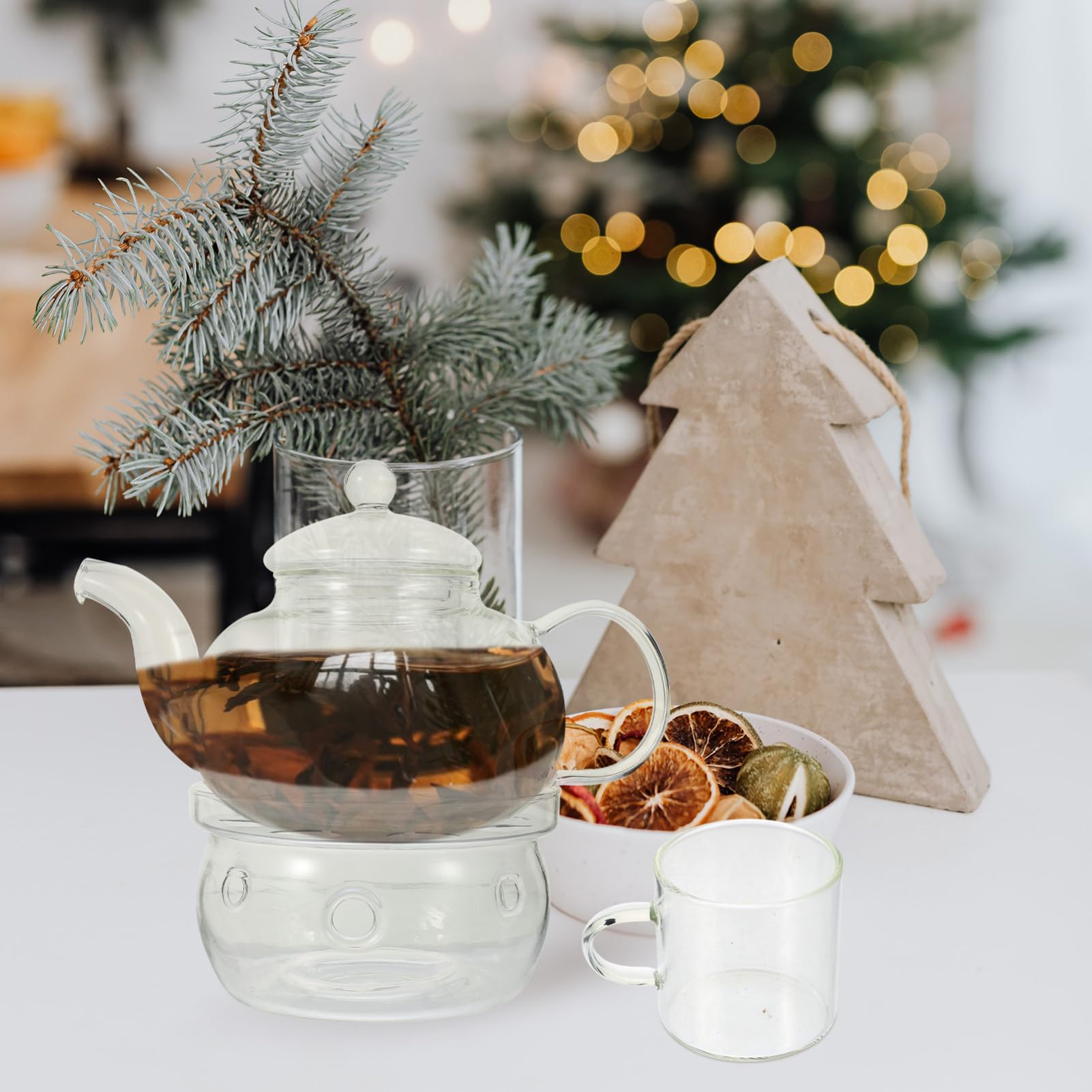 Duftende Teekanne aus Glas mit Kerzenständer Hitzebeständig und Anti Scalding Elegantes Kung Fu Teeservice für Haushalt und Teezeremonie