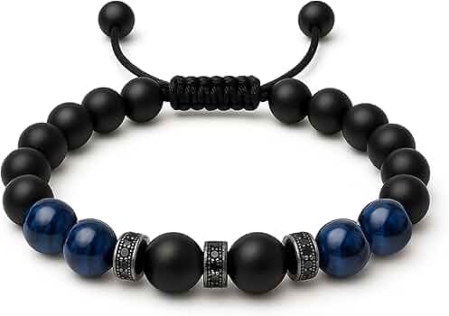 Bracciale Elastico Occhio Di Tigre Blu Dorato &ndash; Sfaccettato 20x10x6mm &ndash; Lunghezza 7.5 Pollici
