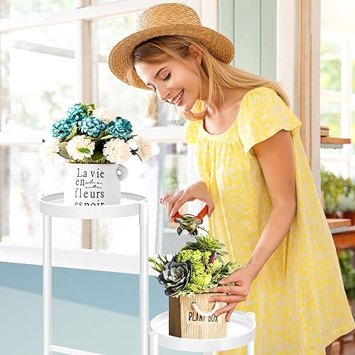 Miniatura 7 de Soporte esquinero de metal de 3 niveles para interiores y exteriores, soporte para múltiples macetas de 30 pulgadas de alto, organizador de plantas