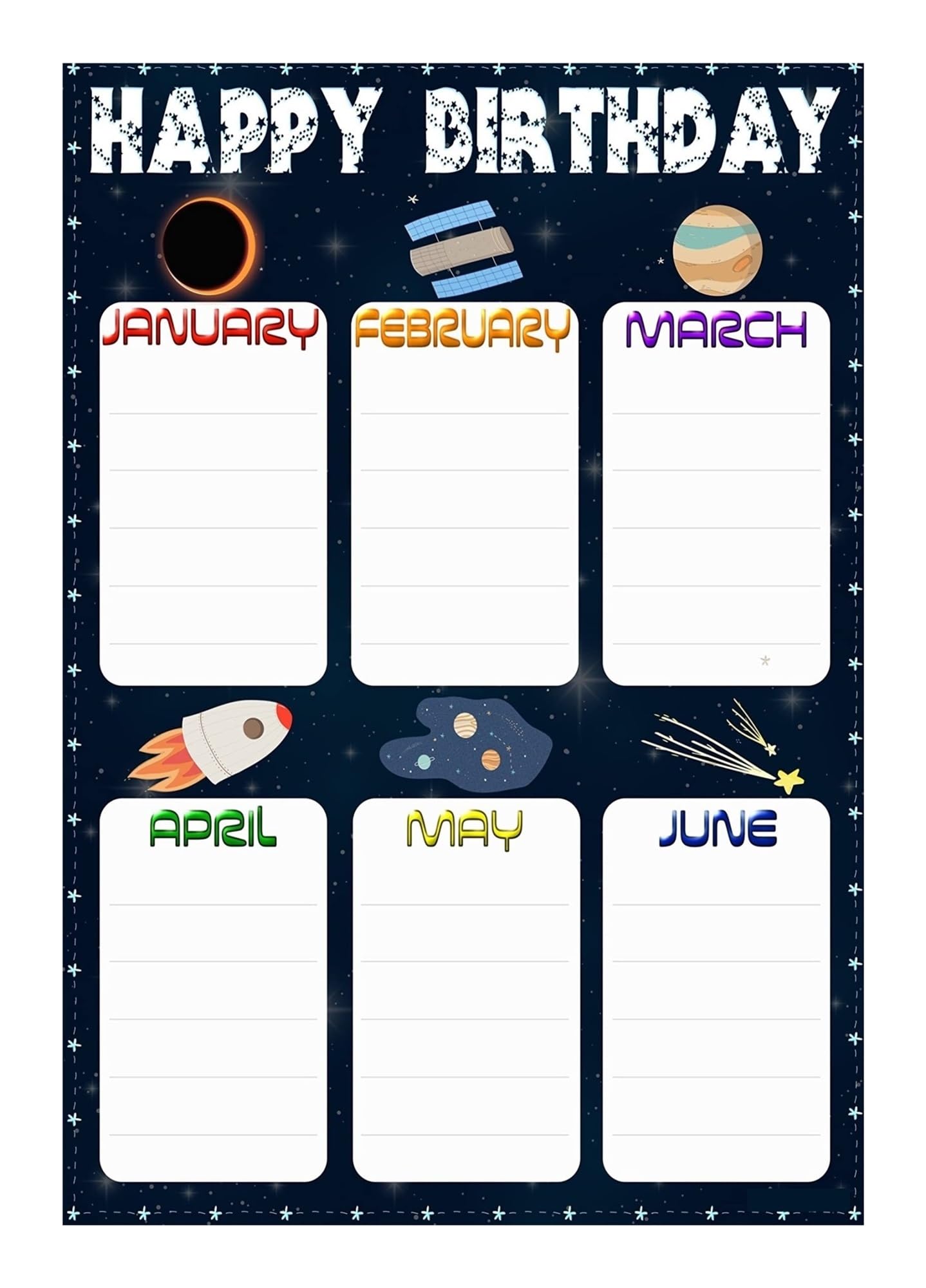 Xginerfex Unframed Space Birthday Classroom Poster, Wall Decor For Preschool Kindergarten Elementary, Homeschool And Bedroom Decoration(,08X12inch(20X30cm))