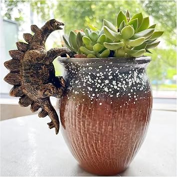 Mini Resin Dinosaurs, Dinosaur Garden Statues, Flower Pot Plant Decoration, Fairy Garden Accessories, for Family or Friends,This is a Unique Sword Dragon