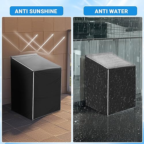 Miniatura 5 de Paquete de 2 fundas impermeables para lavadora y secadora, para lavadora y secadora de carga superior y frontal, diseño de cremallera, fundas para