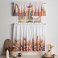 Vista 41 de Maison d' Hermine Juego de cortinas de cocina para ventanas 100% algodón Juego de cenefas de cocina para el hogar [2 niveles (71 cm x 91 cm) y 1