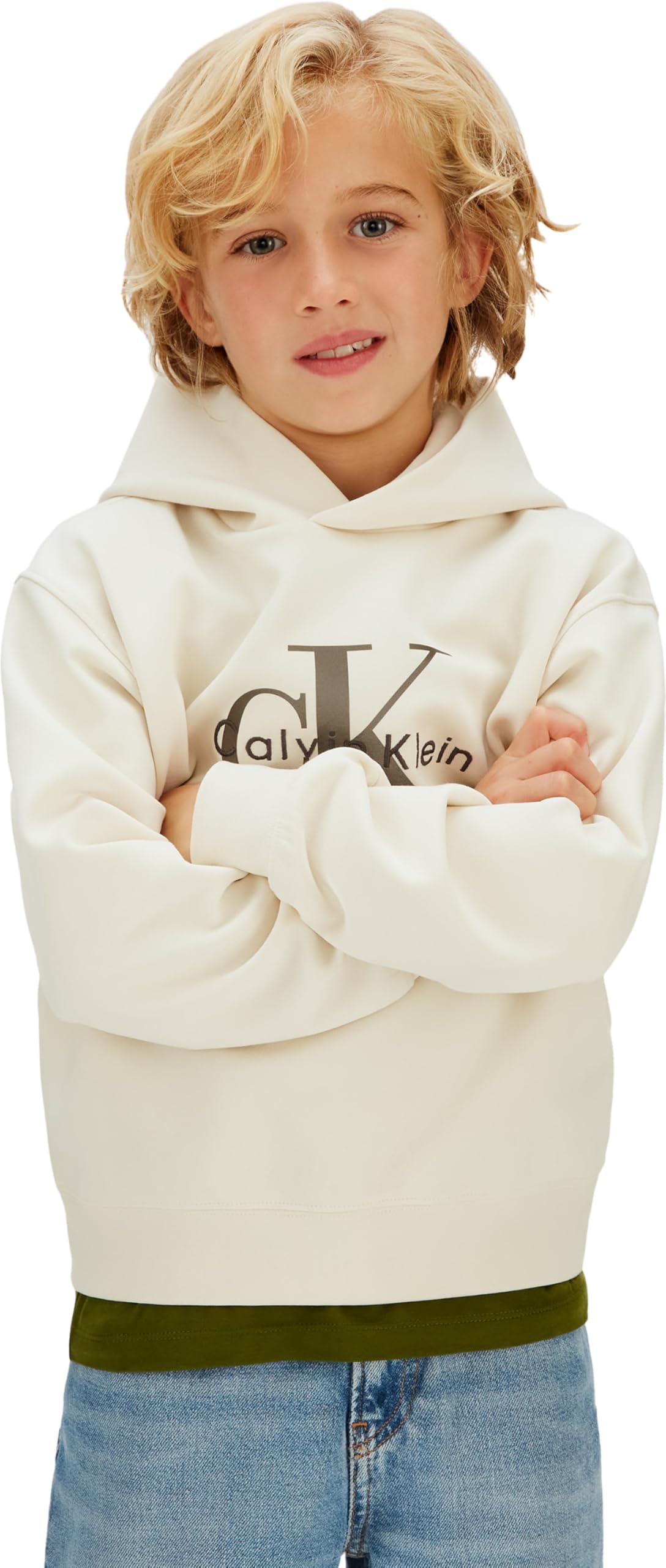 Calvin Klein Light Monologo Hoodie Ib0ib02615 Sudadera con Capucha Niños