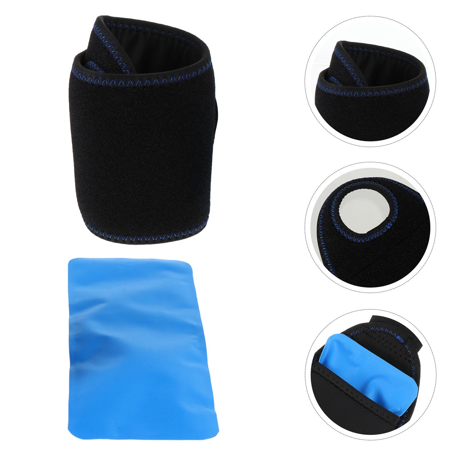 2 Pezzi Sacchetti Gel Caldo Freddo per Polso e Ginocchio in Nylon Composito Nero con Fascia Regolabile per Terapia a Freddo e Caldo in Kit di Primo Soccorso