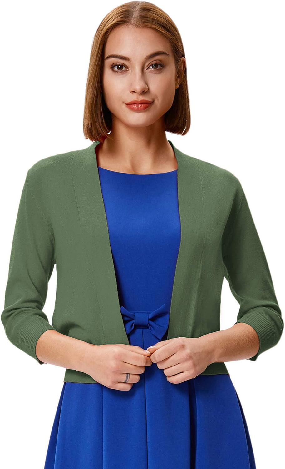 GRACE KARIN Women Cardigan Sweaters Lightweight Knit Cropped Cardigans Trendy 3/4 Sleeve Shrug Bolero S-3XL - Image 2