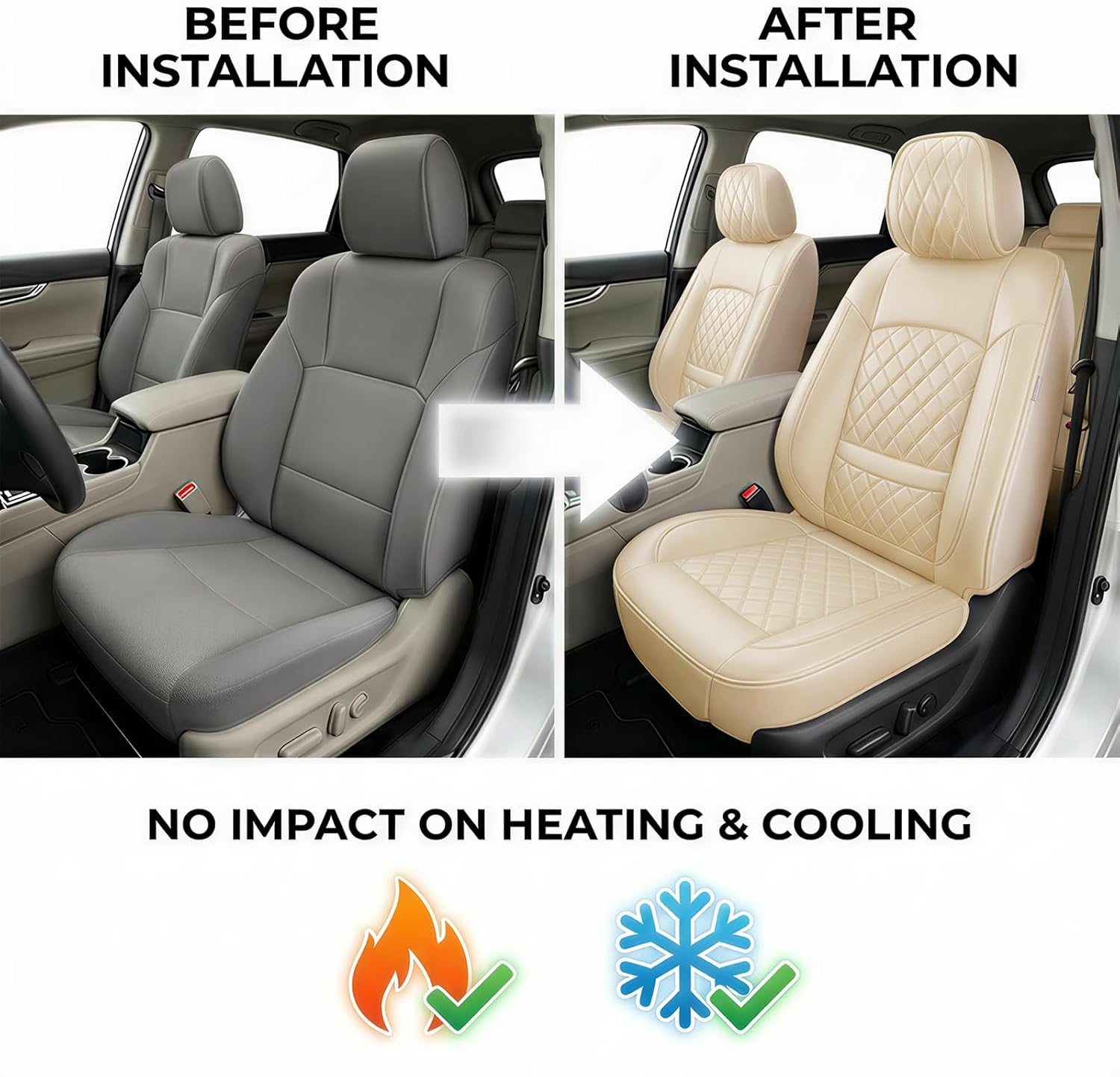 Fit for CX-90 Car Seat Covers Compatible with Mazda CX90 2024-2026 - Waterproof Breathable Leather Automotive Seat Cushions Protector,Airbag Compatible,Only 2 Front Car Seat Covers(Beige)