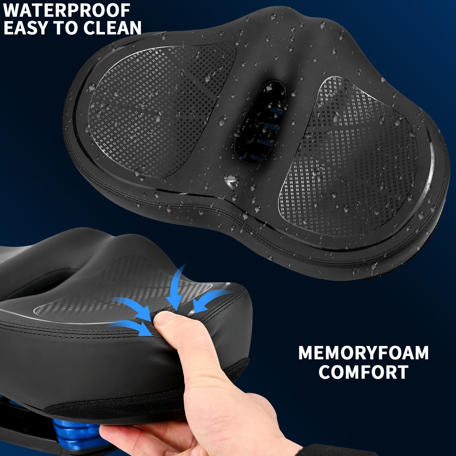Selle de vélo surdimensionnée confortable pour homme et femme, selle de vélo d'appartement extra large, selle de vélo de rechange universelle pour vélo de ville, vélo d'appartement, VTT