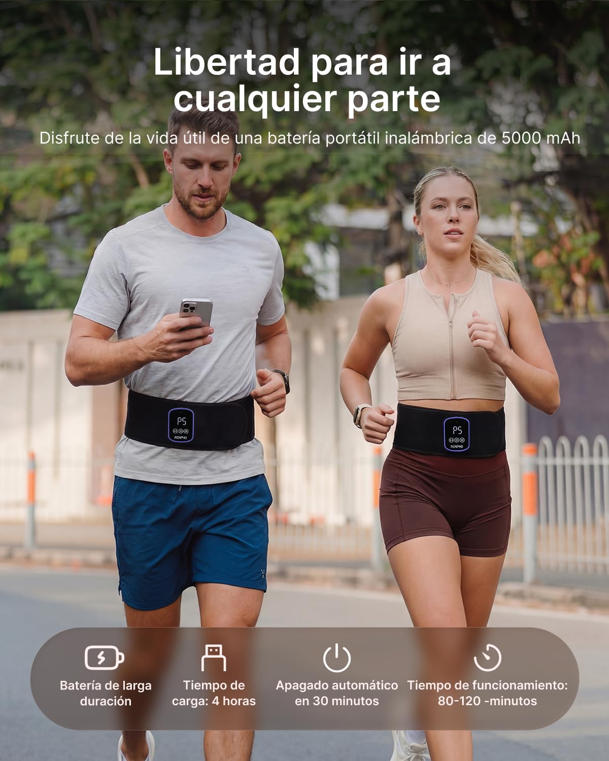 RENPHO Cinturón de Luz Roja, cojín infrarrojo inalámbrico con LED 3 en 1 (660nm & 850nm), 5 niveles de luz y 3 modos de vibración para espalda, cintura y piernas, con temporizador y correa extensible