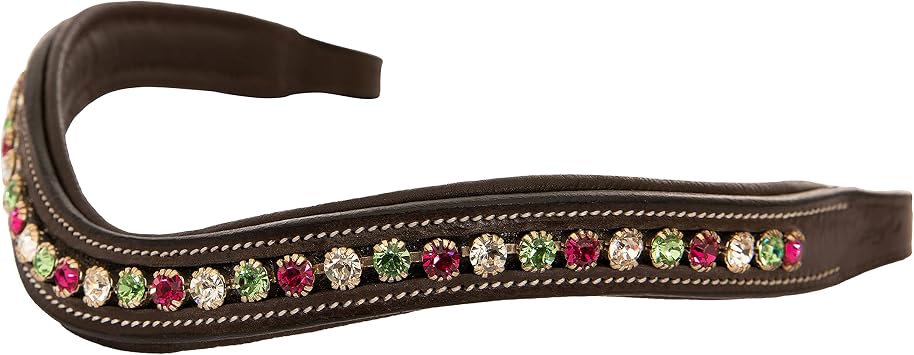 Exion Horse Browband for English Bridle | Curved Shape Padded Equestrian Browband for Show & Dressage | Clear, Peridot, Fuchsia Crystal Browband for Horses