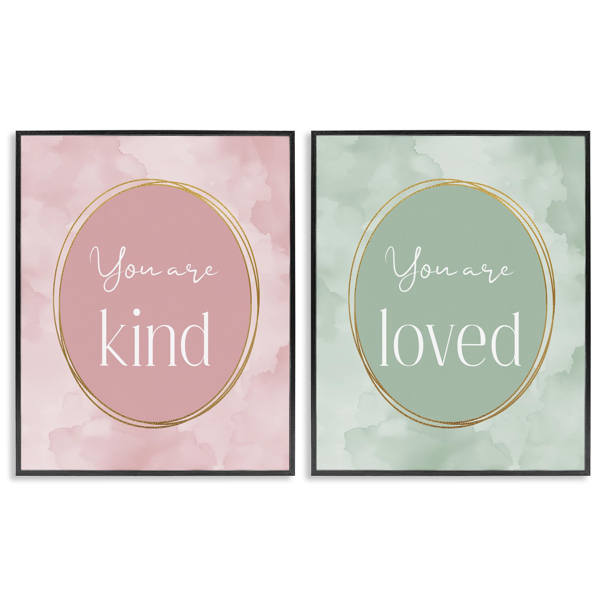'Pastel Golden Affirmations'| 2pc Framed Giclee Art Set 2