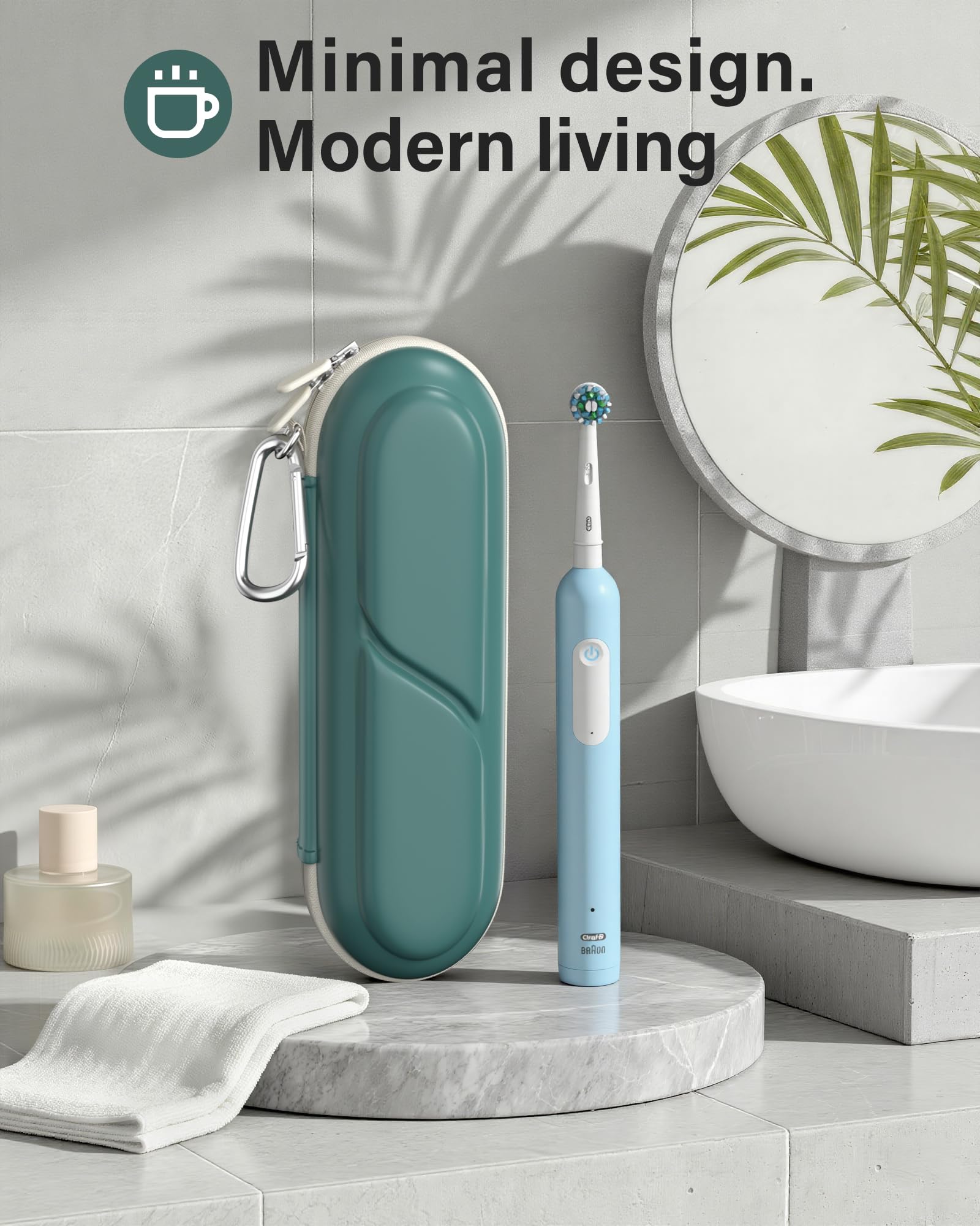 ProCase 歯ブラシケース 携帯用 コンパクトな旅行用 EVA製 Oral-B Philips対応 - ダークグリーン | 電動歯ブラシケース,アクセサリー収納付き,多機能,軽量,耐久性,持ち運び便利,出張や旅行に