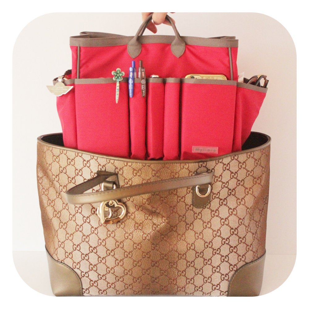 Premium Bag Organizer Organizzatore da borsa, 13 Compartments, Lightweight, XXL 28 x 22.5 x 17 cm, Marrone