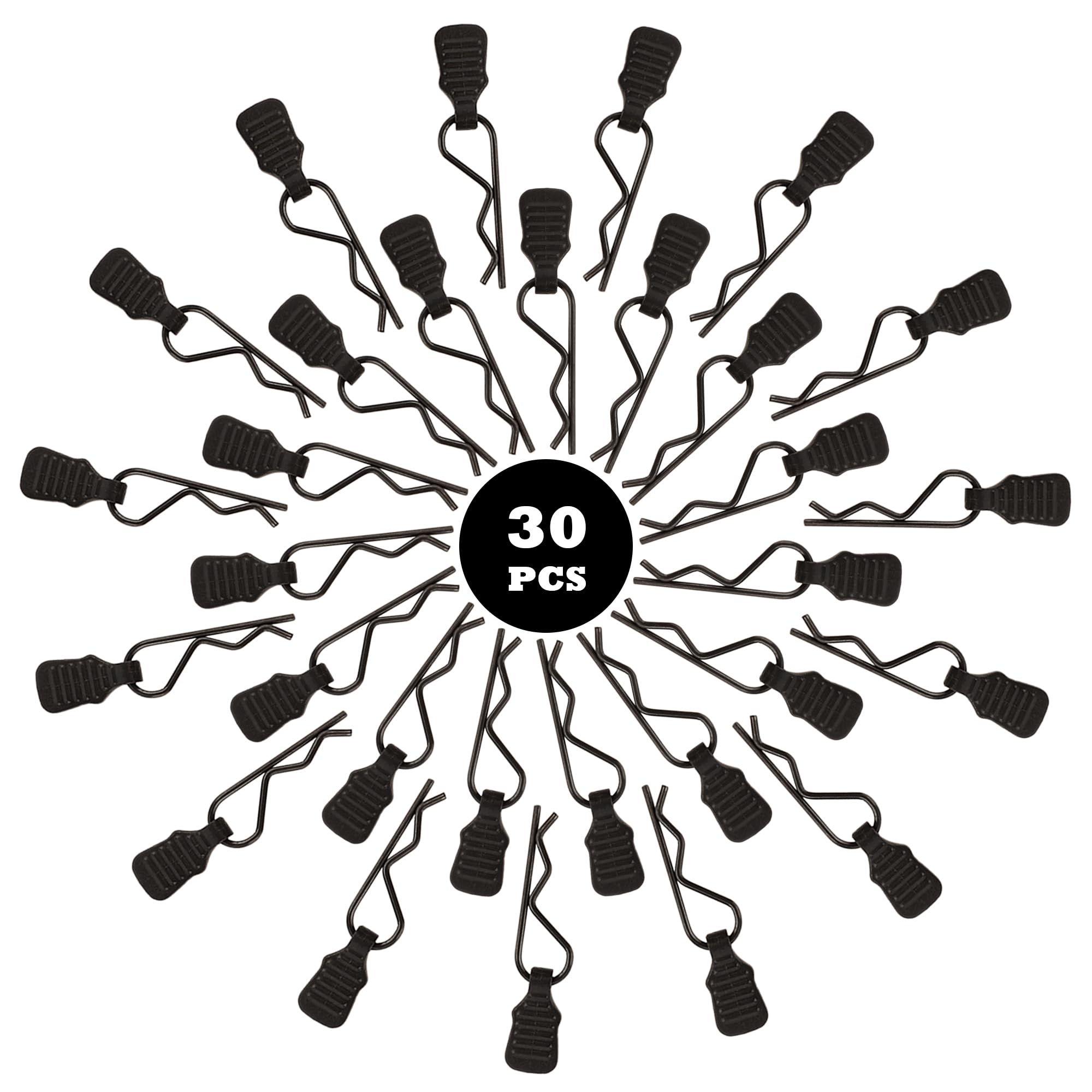 GDOOL 30 Pieces 1mm Universal RC Body Clips with Pull Tabs Car Clip Pins M001 for 1/14 1/16 1/18 Scale H16BM H14BM Compatible with Redcat HPI Himoto HSP Exceed Truck Buggy