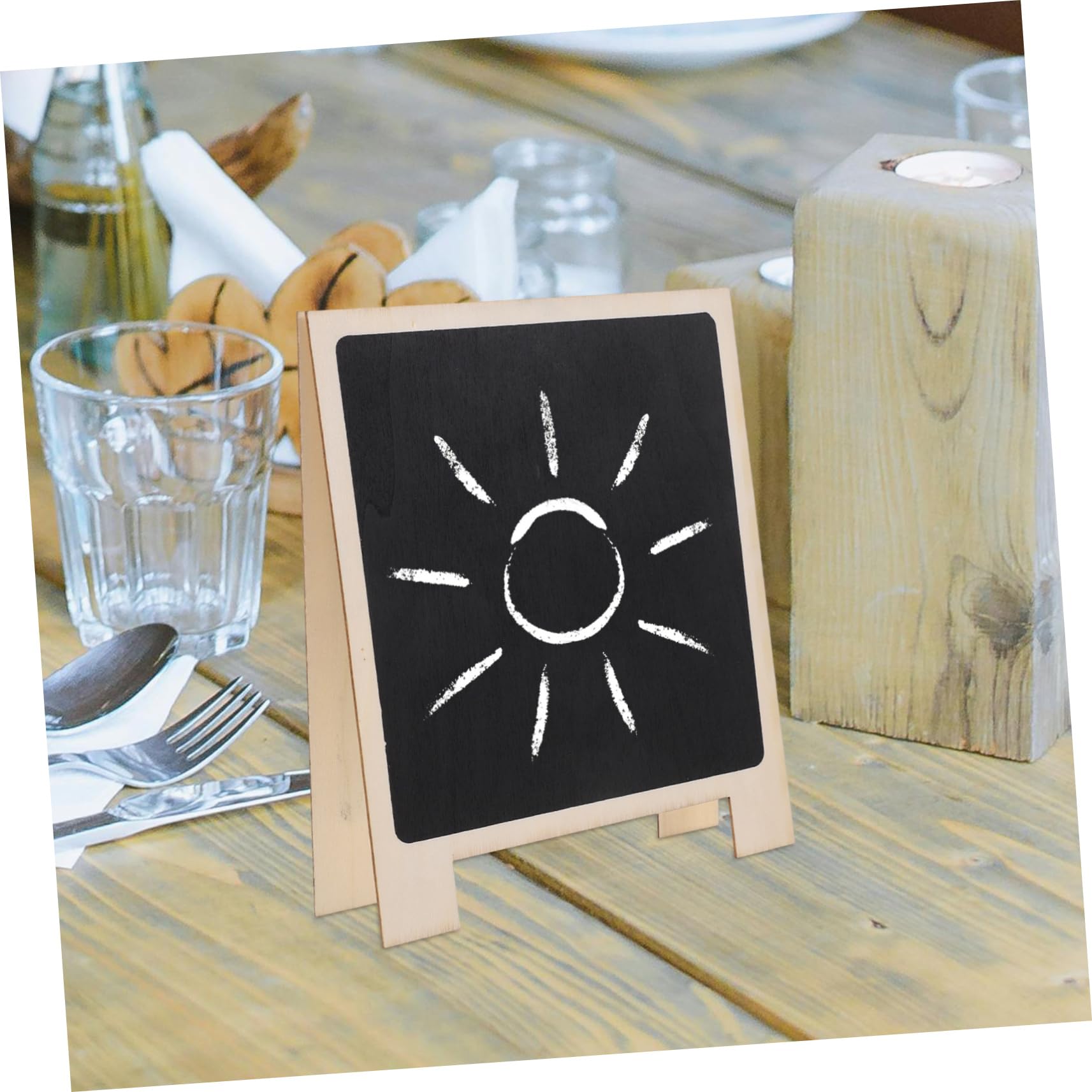 DOITOOL 5 Sätze Desktop -nachricht Blackboard Tafel Form Mit Tischschild Mini -kreidebrett Erste Beachten Restaurant Kreidebretter Notizen Klein Party Schwarz Holz 3 Stücke * 5