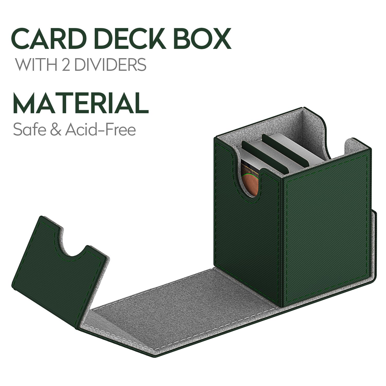 Scatola Porta Carte per MTG Carte, Magnetica Deck Box con 2 Divisori, Con Capacità di 110 TCG Carte, Ideale per le Carte Collezionabili - Verde