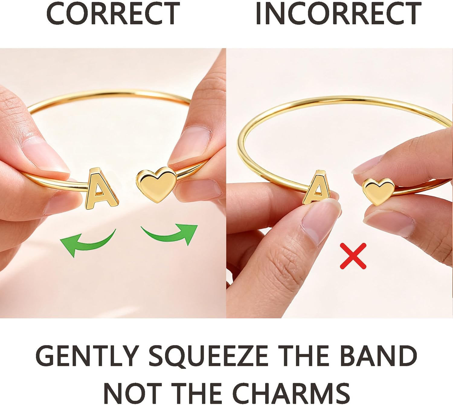 Turandoss Gifts for Women Teen Girls Kids - Gold Initial Heart Bracelets, Dainty 14K-Gold-Plated Letter A-Z Initial Heart Cuff Bangle Bracelets, Birthday Gifts for Girlfriend Jewelry - Image 6