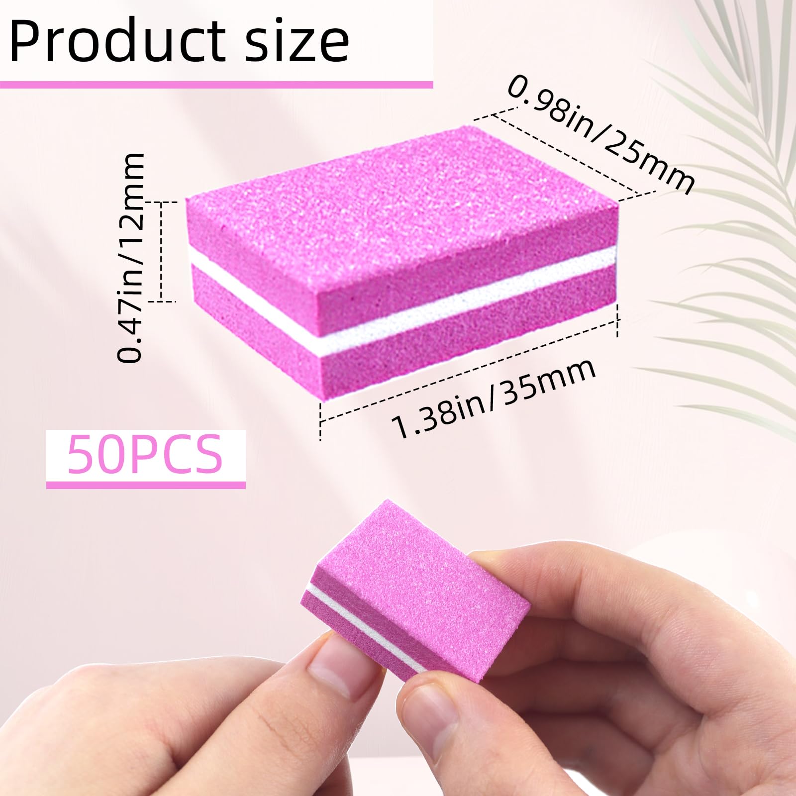 50 Stück rosa Schwamm-Nagelpolierer, Körnung 100/180, Mini-Nagelfeilen für Acryl- und Naturnägel, doppelseitige Polierblöcke für Maniküre und Pediküre, Salon und Heimgebrauch